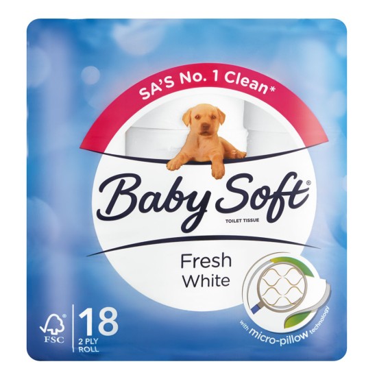 BABY SOFT T/PAPER WHITE 2PLY 18EA