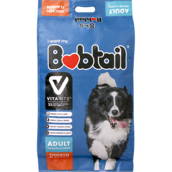 BOBTAIL MED LRG CHICK ADULT DOGFOOD 8KG